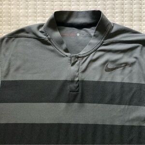 Nike Tiger Woods Blade Collar Golf Polo Shirt Mens Large Black Gray Short Sleeve